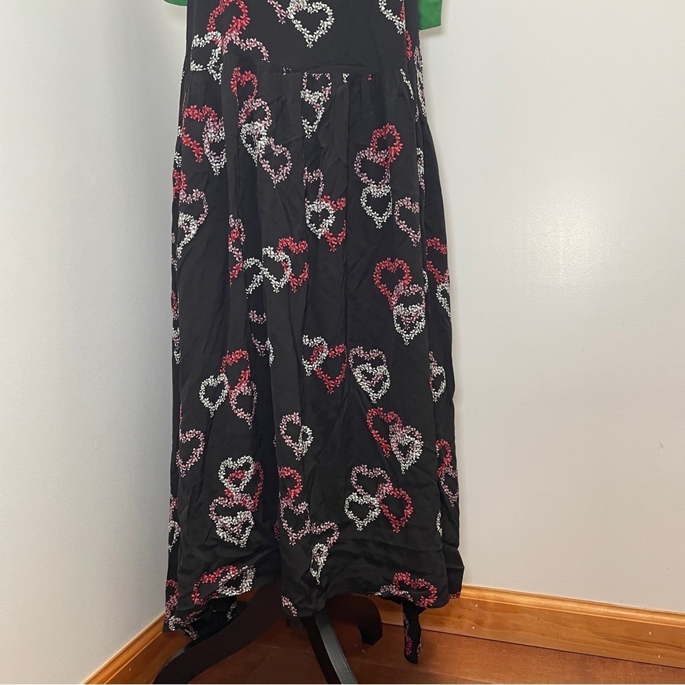 Sandro- Delicate Heart-Motif Midi Dress With Green Straps Size Medium - Picture 14 of 16